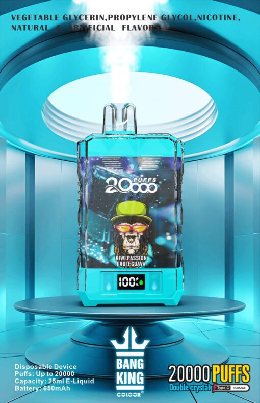 Bang King Box Double Crystal 20000 Puff 20k Display Screen Disposable Electronic Cigarette Vape