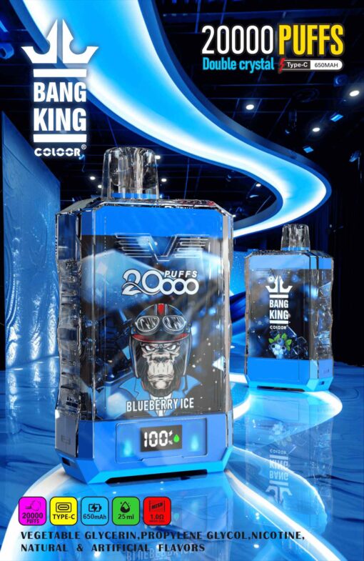 Bang King Box Double Crystal 20000 Puff 20k Display Screen Disposable Electronic Cigarette Vape