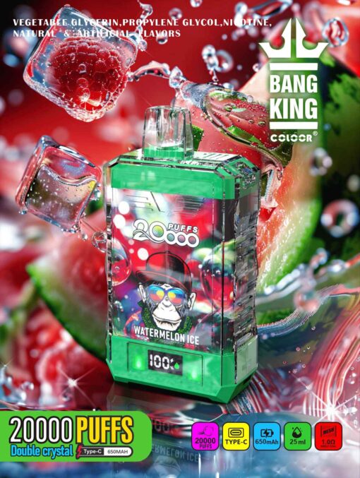 Bang King Box Double Crystal 20000 Puff 20k Display Screen Disposable Electronic Cigarette Vape