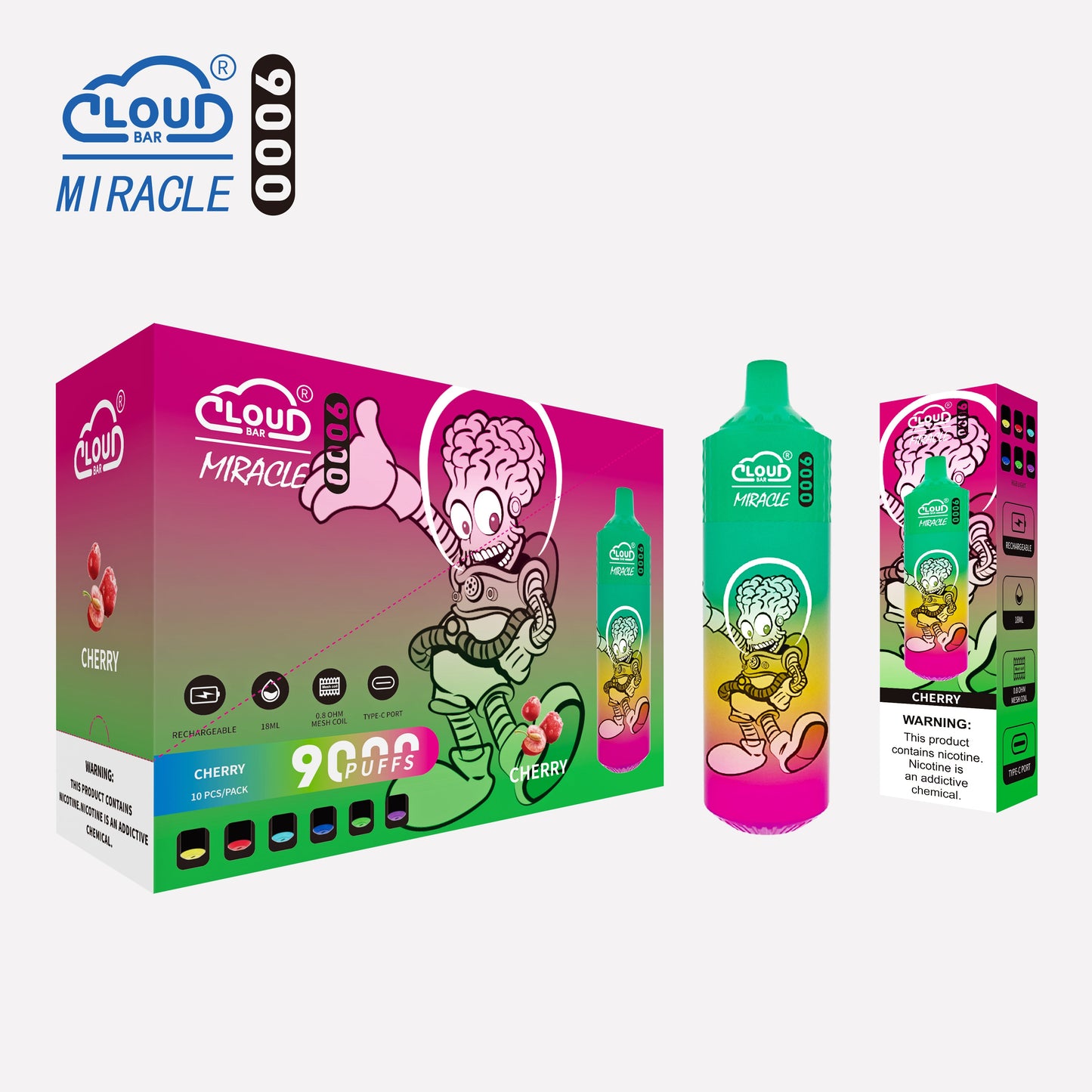 Cloud Multi Flavor 9000 Puffs 650mAh Mesh Coil 18ML 5% Rechargeable E Cigarettes Vapor Electronic Vapes Pen 18ml for Cigarettes Lovers