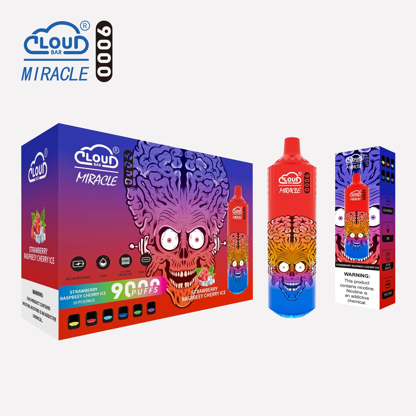 Cloud Multi Flavor 9000 Puffs 5% Rechargeable Cigarettes Vapor Electronic Vapes Pen 18ml for Cigarettes Lovers