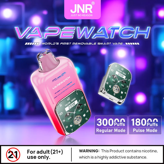 JNR Vape Watch 30000 30K Puffs Smoke Hot Selling Original Smart Disposable Vape-1000mAh Battery, 19ml E-liquid, Multiple Nicotine 10 Flavors