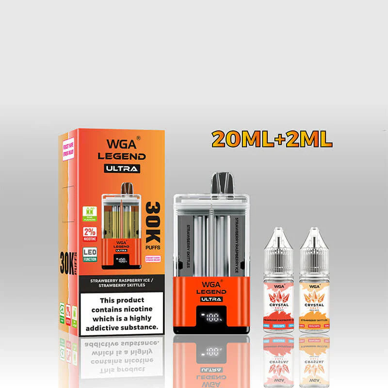 WGA Crystal Legend Ultra 30000 Puffs Disposable Vape-650mAh Battery, 22ml E-liquid, Multiple Nicotine 15 Flavors