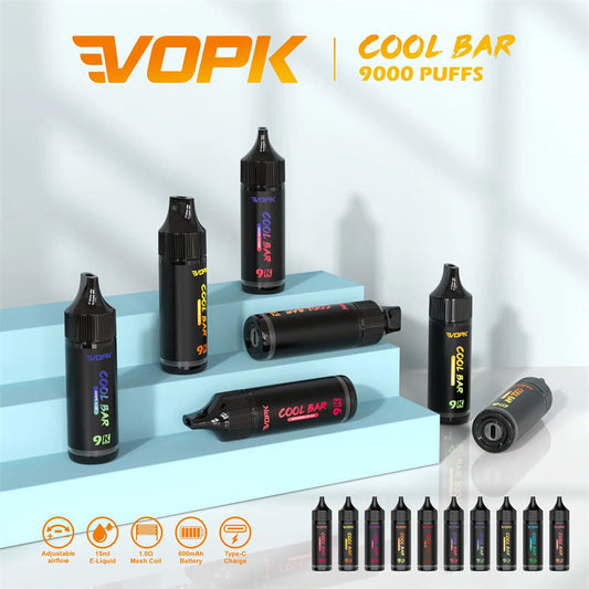 Vopk Cool Bar 9000 Puff 100% Original PDA Eliquid Pre Filled 2ml 5000c V2 Nord Desposable Disposable Vape