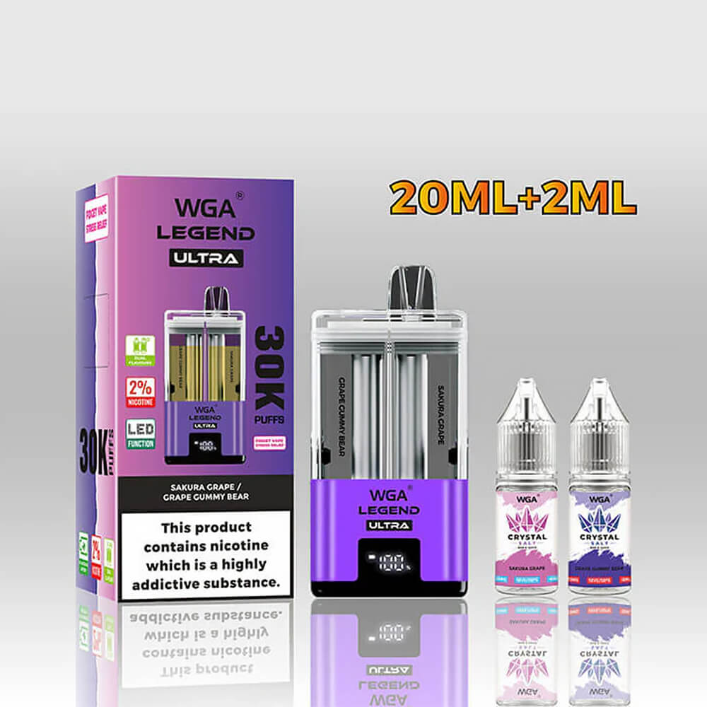 WGA Dual Flavors 30000 puffs Disposable Vape In Sales-850mAh Battery, 22ml E-liquid, Multiple Nicotine 15 Flavors