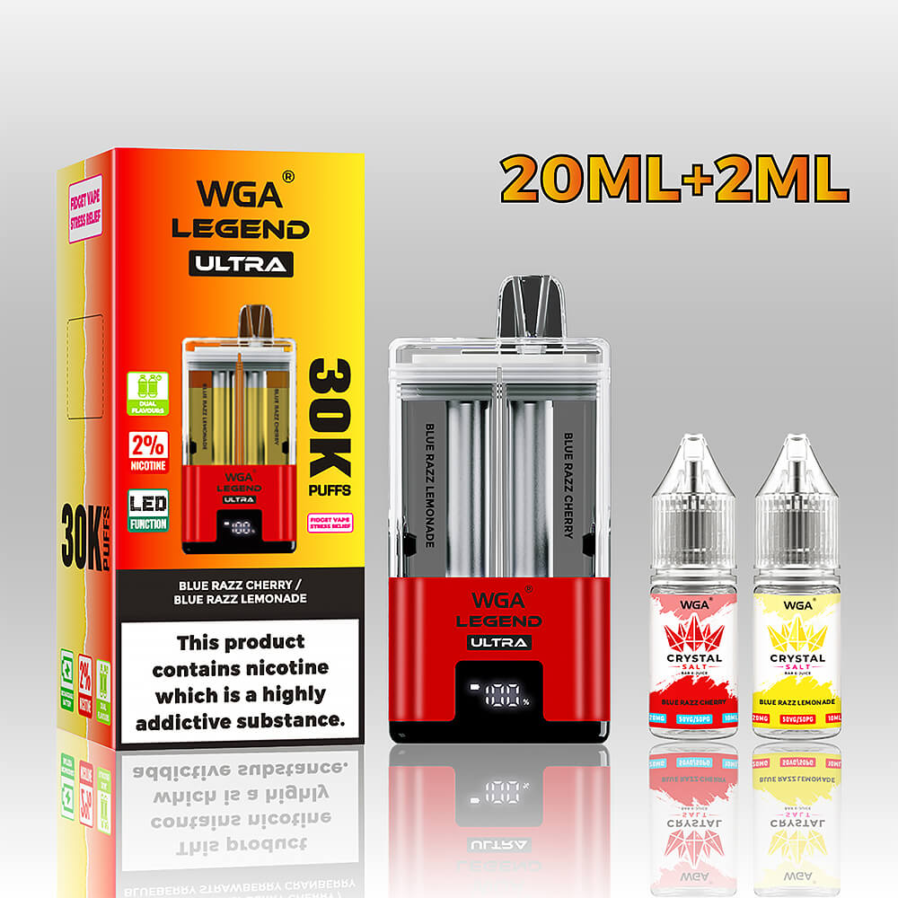 WGA Dual Flavors 30000 puffs Disposable Vape In Sales-850mAh Battery, 22ml E-liquid, Multiple Nicotine 15 Flavors