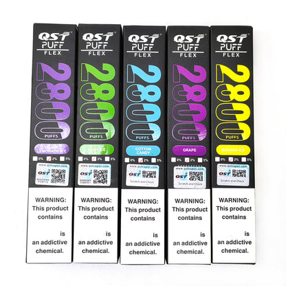 QST Puff Flex 2800 Puffs Vape Disposable Wholesale Electronic Cigarettes 0% 2% 3% 5% 8 ml Pod 850mah Battery Pen Minimum Order 100pcs