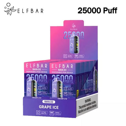 Elf Bar 25000 Puffs Raya D3 Vape  5% Nicotine 3D Screen Original 23ml E-liquid 850mAh Battery 20 flavors