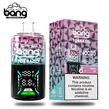 Bang Vape Tornado 40000 Puffs Triple Coils Digital Disposable E-850mAh Battery, 40ml E-liquid, Multiple Nicotine 12 Flavors