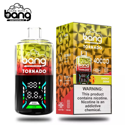 Bang Vape Tornado 40000 Puffs Triple Coils Digital Disposable E-850mAh Battery, 40ml E-liquid, Multiple Nicotine 12 Flavors