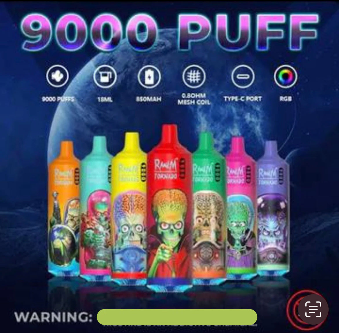RandM Tornado 9000 Puffs 0% Nicotine Disposable Vape - £1.49 | UK Vapes