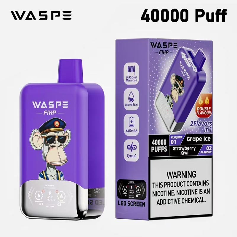 Waspe Fihp 40000 Puffs Vapsolo Twins 2 flavors in 1 Digital Screen