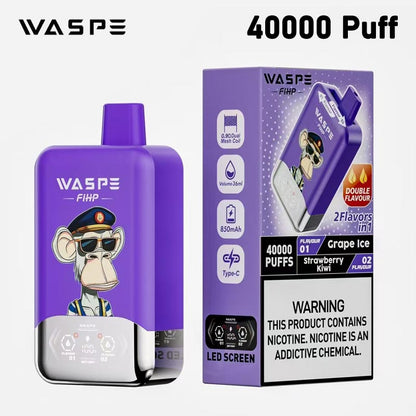 Waspe Fihp 40000 Puffs Vapsolo Twins 2 flavors in 1 Digital Screen