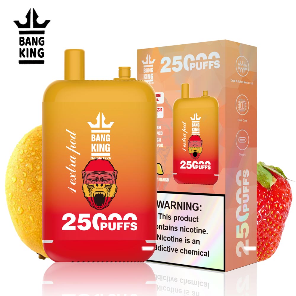 Bang King 25000 Puffs 25 K - 46mL Dual Tank (0% to 5% Nicotine) 650mAh Battery 12 Flavors