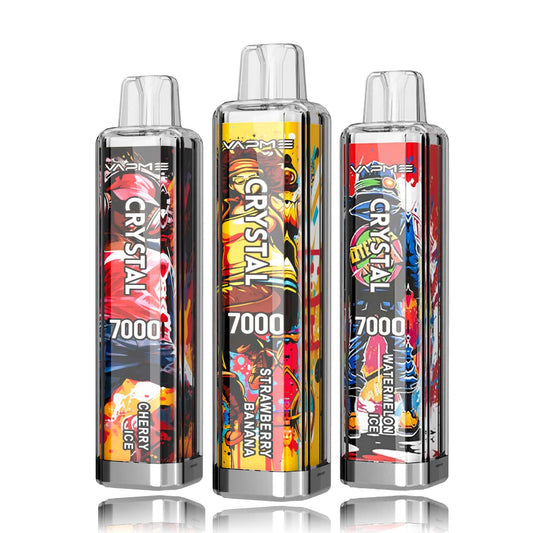 Vapme Crystal 7000 Puffs Vape Disposable 7000 Puff RGB Light 14ml E-liquid 650mAh Battery 30 Flavors