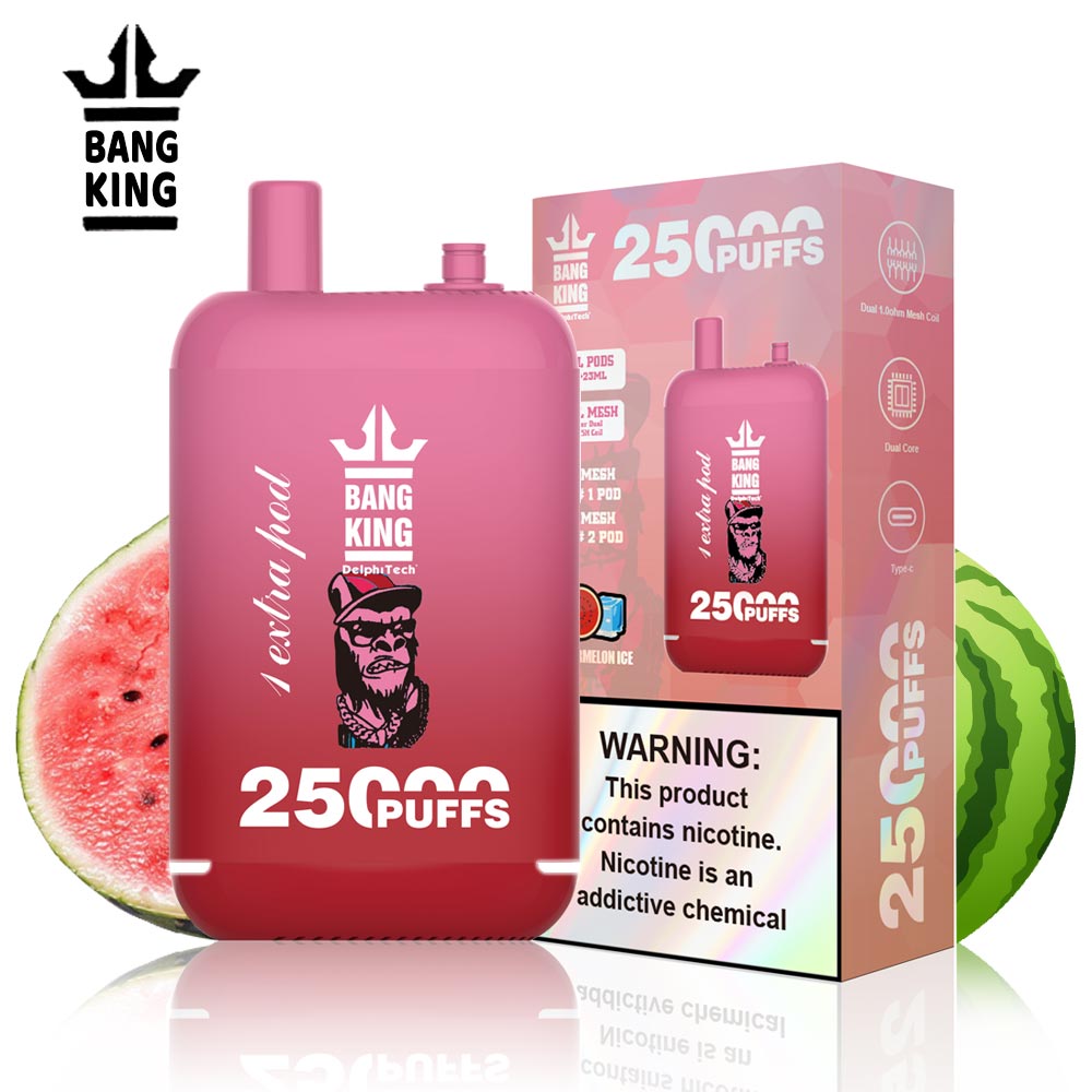 Bang King 25000 Puffs 25 K - 46mL Dual Tank (0% to 5% Nicotine) 650mAh Battery 12 Flavors