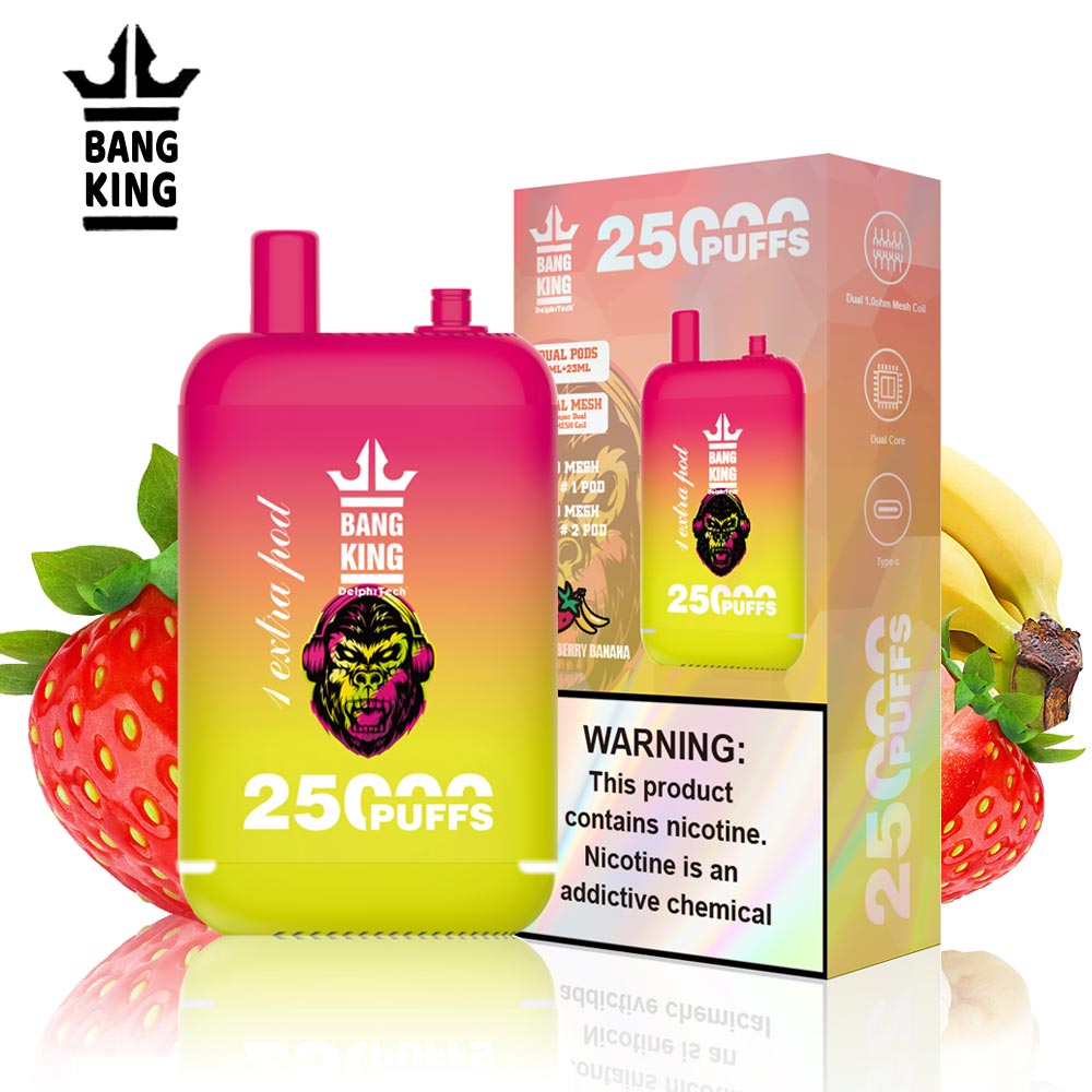 Bang King 25000 Puffs 25 K - 46mL Dual Tank (0% to 5% Nicotine) 650mAh Battery 12 Flavors