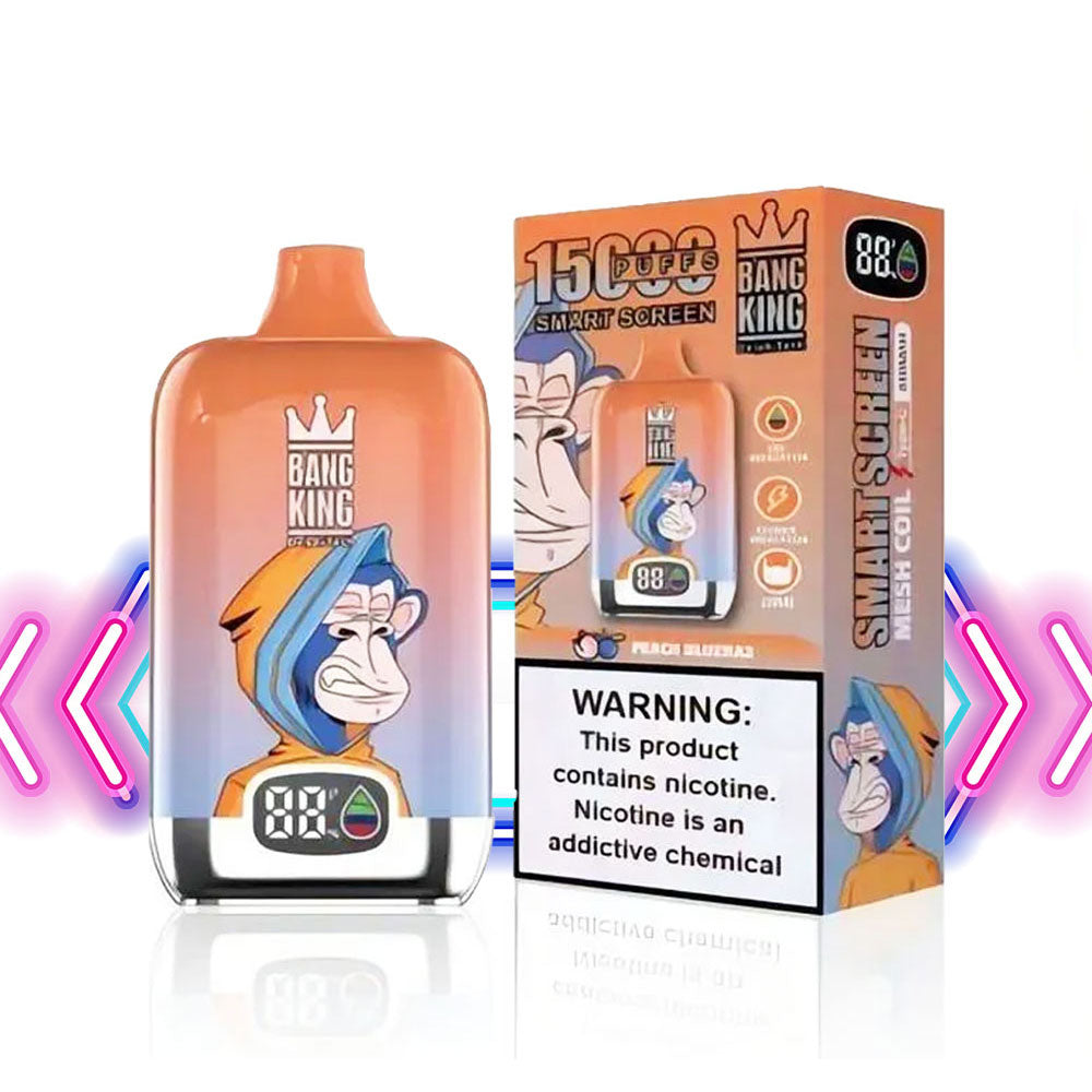 Bang King Original Vape 15000 Puffs Digital -650mAh Battery, 25ml E-liquid, Multiple Nicotine 10 Flavors