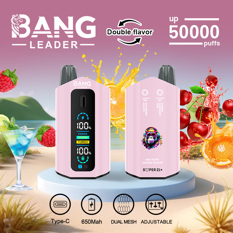 Bang Leader 50000 Puffs Disposable Vape (0% to 5% Nicotine) – Dual Pods, Unmatched Performance 650mAh battery 12 Flavors