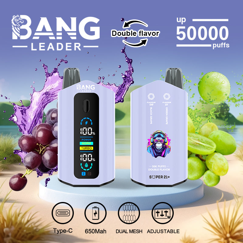 Bang Leader 50000 Puffs Disposable Vape (0% to 5% Nicotine) – Dual Pods, Unmatched Performance 650mAh battery 12 Flavors