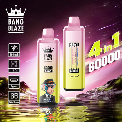BANG BLAZE 4IN1 60000 Puffs Disposable Vape Wholesale(0% to 5% Nicotine) 56ML e-liquid  650mAh 12 Flavors