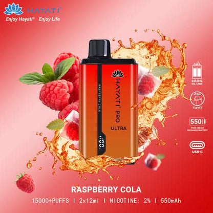 Hayati Pro Ultra 15000 Puffs Disposable Vape 2% Nicotine 850mAh Rechargeable Battery 45 Flavors