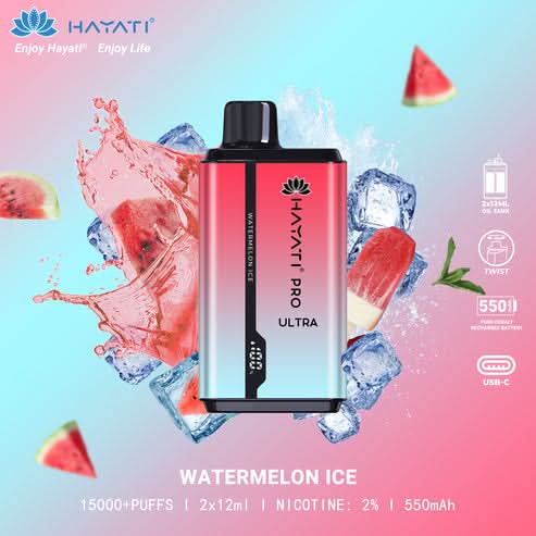 Hayati Pro Ultra 15000 Puffs Disposable Vape 2% Nicotine 850mAh Rechargeable Battery 45 Flavors