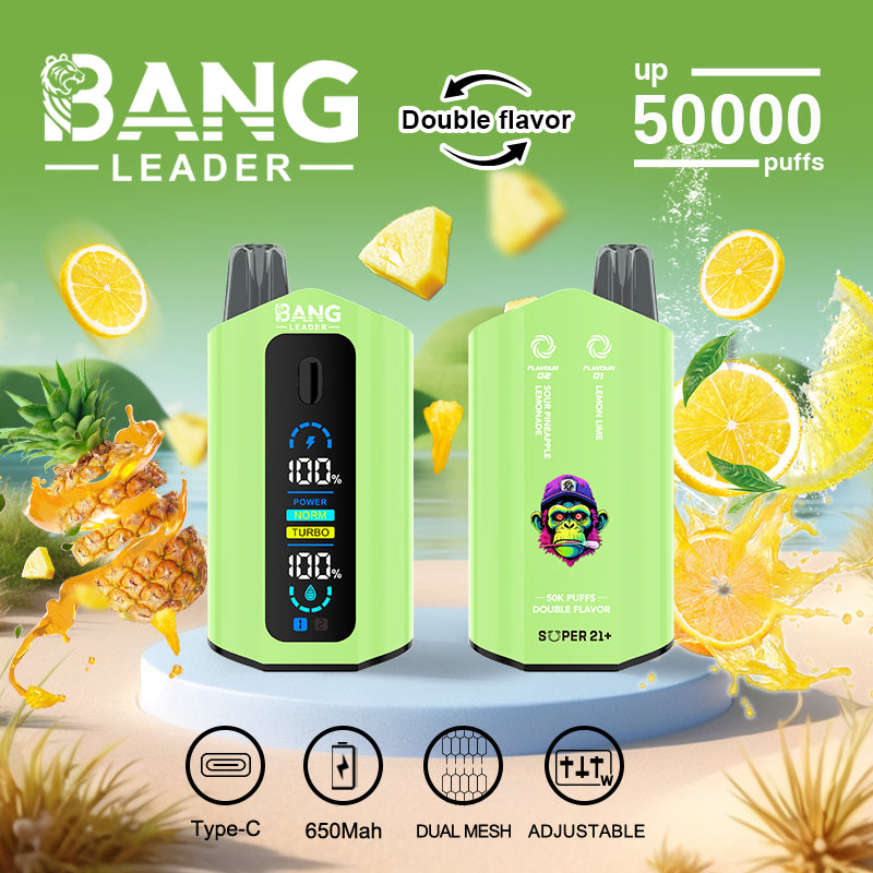 Bang Leader 50000 Puffs Disposable Vape (0% to 5% Nicotine) – Dual Pods, Unmatched Performance 650mAh battery 12 Flavors