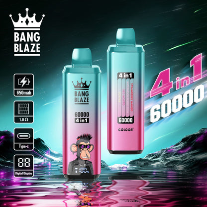 BANG BLAZE 4IN1 60000 Puffs Disposable Vape Wholesale(0% to 5% Nicotine) 56ML e-liquid  650mAh 12 Flavors