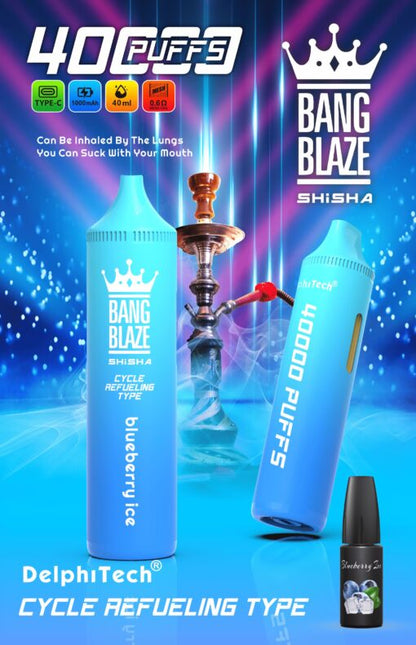 Bang Blaze 40000 Puffs Disposable Vape(0% to 5% Nicotine) - 40ml E-Liquid, 1000mAh Battery 12 Flavors