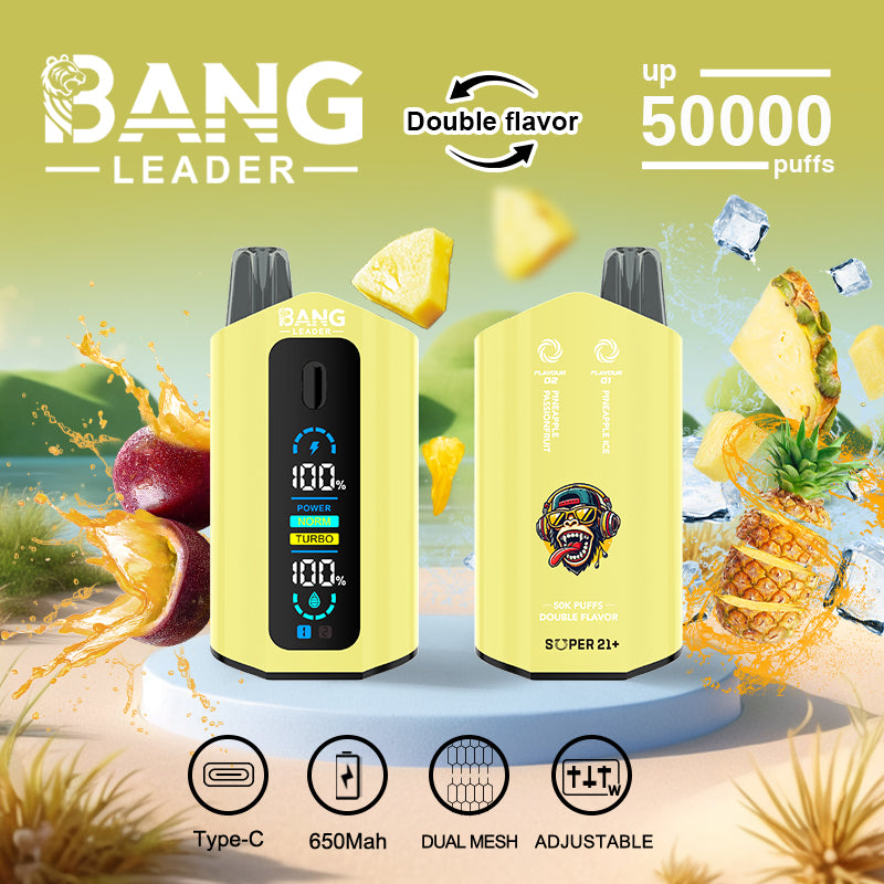 Bang Leader 50000 Puffs Disposable Vape (0% to 5% Nicotine) – Dual Pods, Unmatched Performance 650mAh battery 12 Flavors