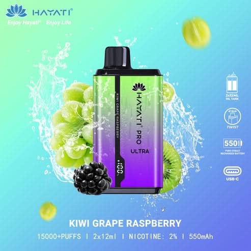 Hayati Pro Ultra 15000 Puffs Disposable Vape 2% Nicotine 850mAh Rechargeable Battery 45 Flavors