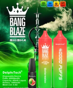 Bang Blaze 40000 Puffs Disposable Vape(0% to 5% Nicotine) - 40ml E-Liquid, 1000mAh Battery 12 Flavors