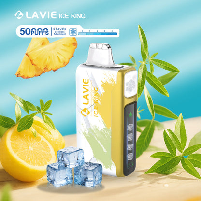 LAVIE ICE KING 50000 Puffs 5-Level Coolness and Power Adjustment Disposable Vape Wholesale-850mAh Battery, 24ml E-liquid, Multiple Nicotine 12 Flavors