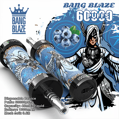 BANG BLAZE 60000 Puffs Disposable Vape Wholesale-1000mAh Battery,40ml E-liquid,Multiple Nicotine 10 Flavors