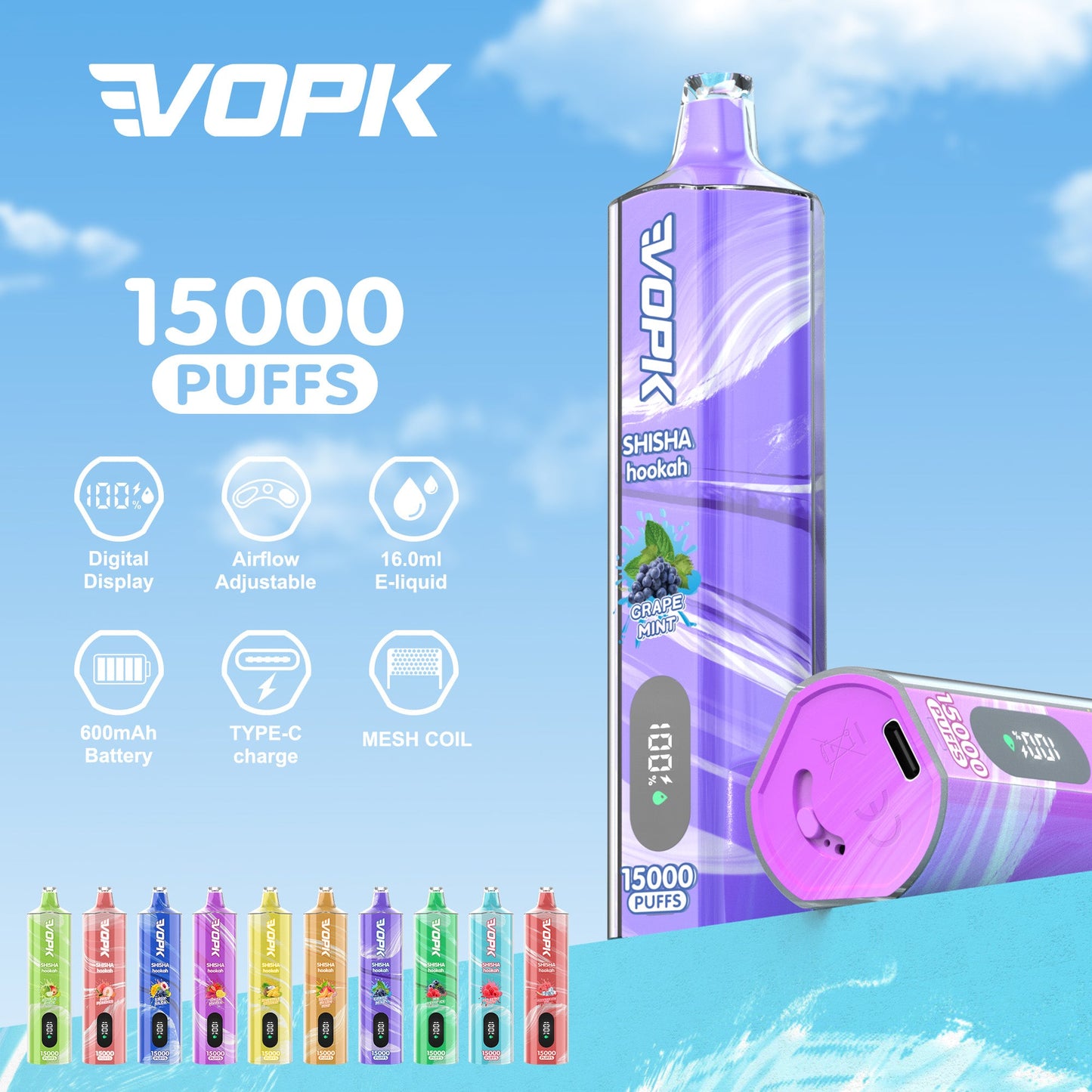 VOPK SHISHA  15000 Puffs Disposable Vape Wholesale