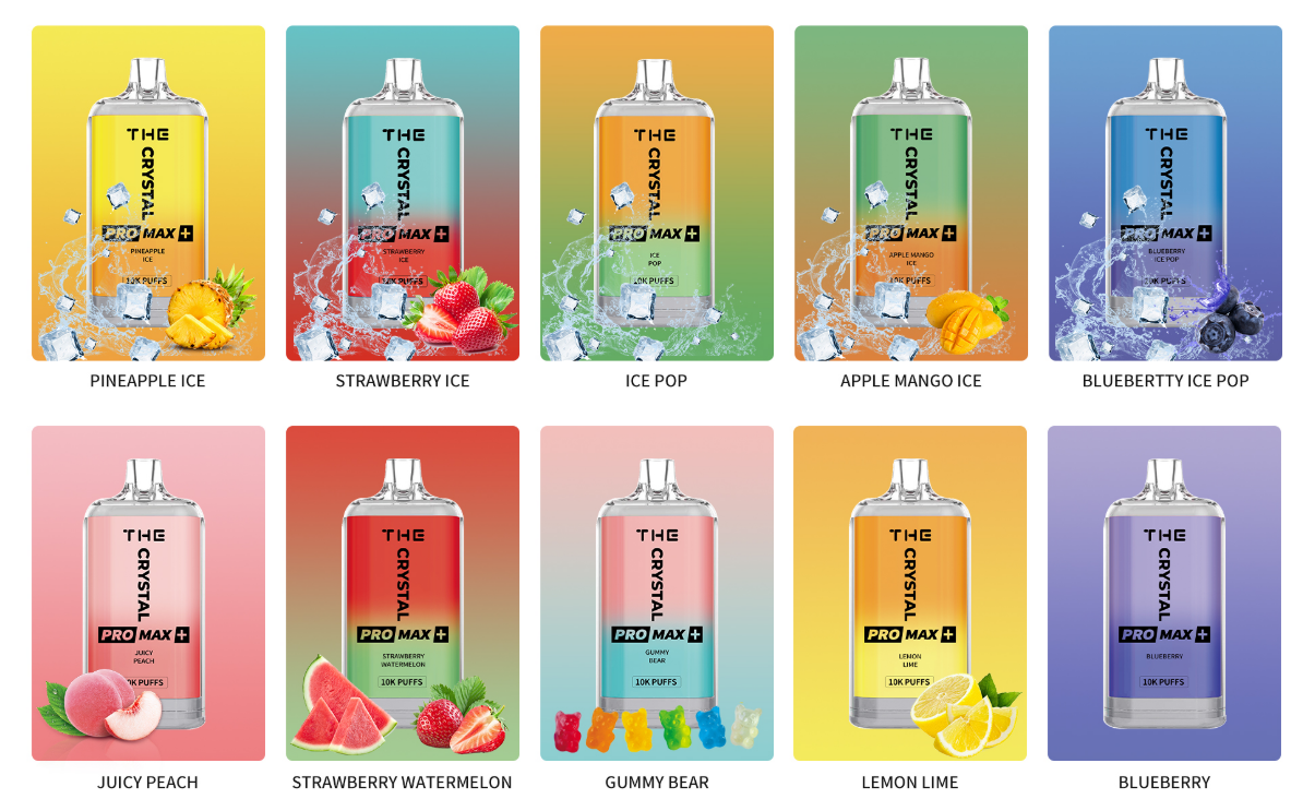 WGA Crystal Pro Max Plus 10000 Puffs Disposable Vape-550mAh Battery, 25ml E-liquid, Multiple Nicotine 10 Flavors