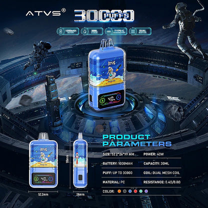 ATVS 30000 Puffs :DTL/MTL Disposable Vape with Adjustable Airflow