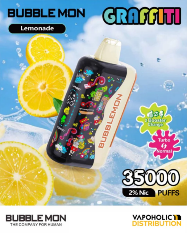 BUBBLEMON GRAFFITI 35000 PUFFS 2% Nicotine 28ML 🍓🍈12 FRUIT FLAVOR  🥝🍉