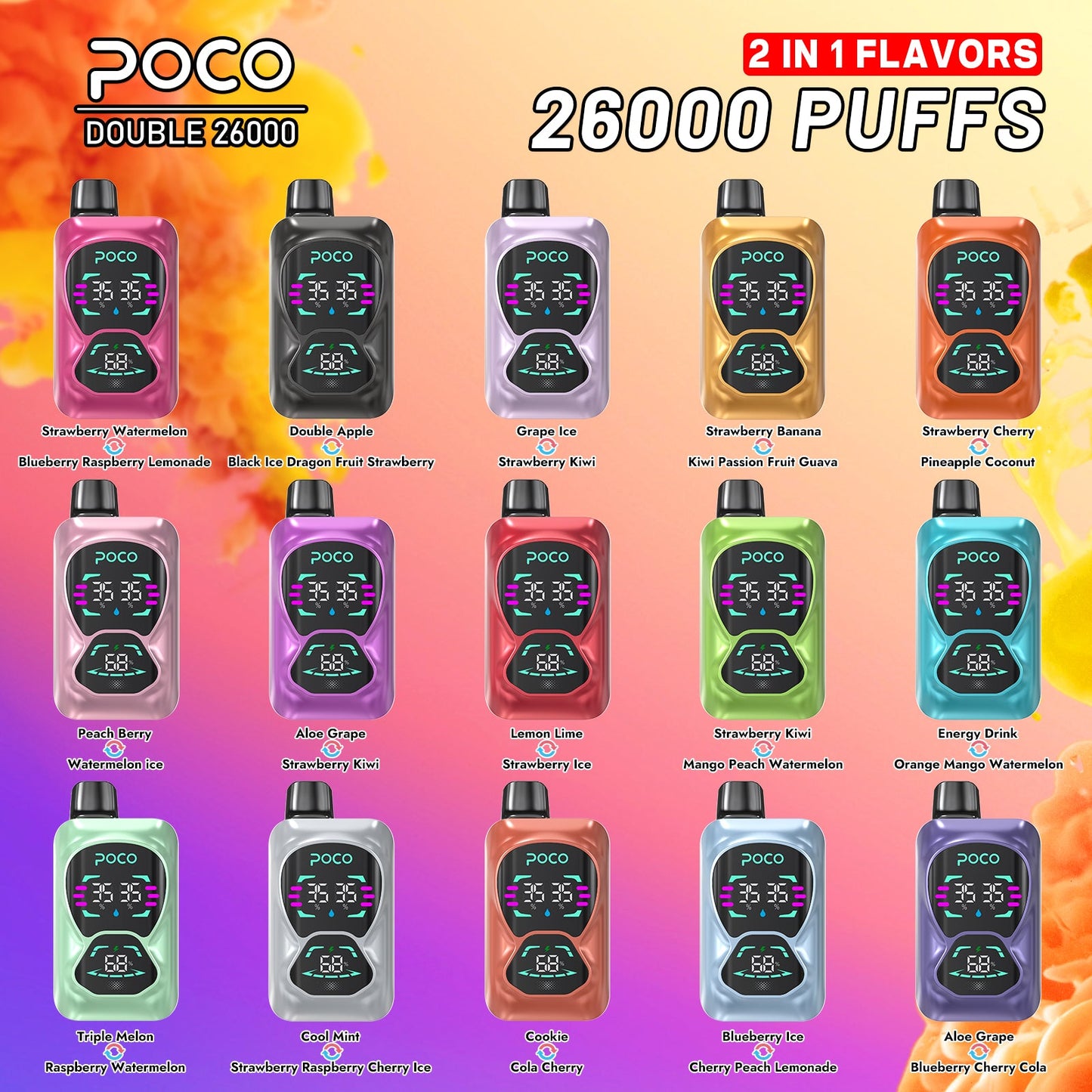 EU Warehouse POCO DOUBLE 26000 Puffs Disposable Vape Wholesale