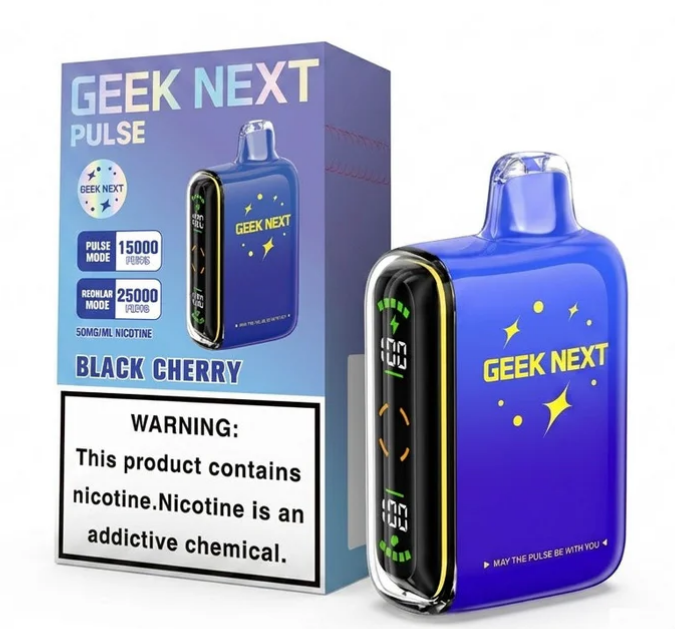 GEEK NEXT Pulse 25000 Puffs 25K DISPOSABLE 5 PER PACK, |25000 Puff Disposable Vape  5% Nic,E-JUICE CAPACITY. 18.0 ml ; PUFF COUNT. ~ 25000 / ~ 15000 Pulse ; BATTERY SIZE. 820 mAh.