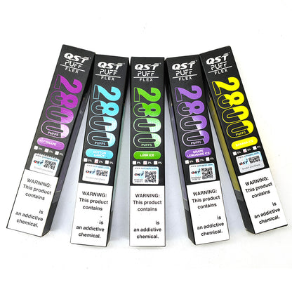 QST Puff Flex 2800 Puffs Vape Disposable Wholesale Electronic Cigarettes 0% 2% 3% 5% 8 ml Pod 850mah Battery Pen Minimum Order 100pcs