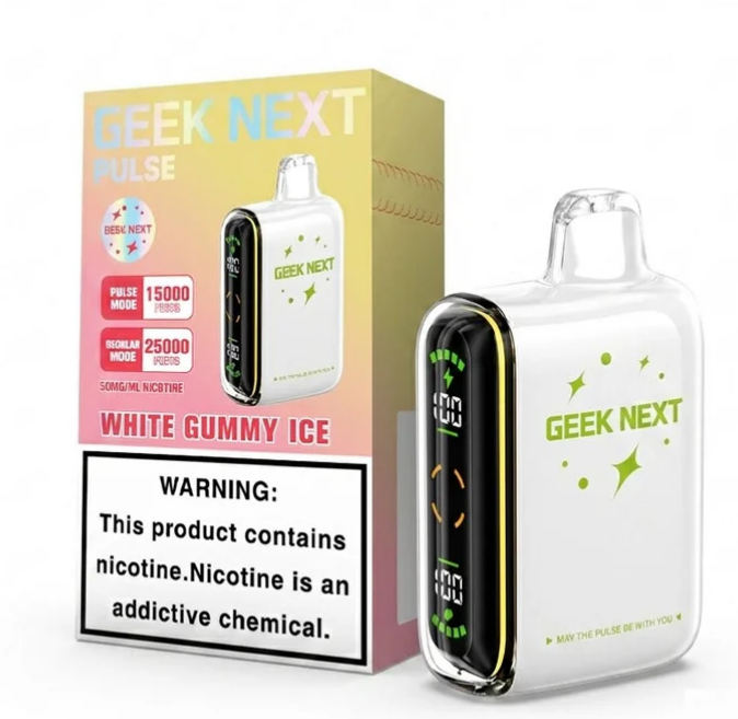 GEEK NEXT Pulse 25000 Puffs 25K DISPOSABLE 5 PER PACK, |25000 Puff Disposable Vape  5% Nic,E-JUICE CAPACITY. 18.0 ml ; PUFF COUNT. ~ 25000 / ~ 15000 Pulse ; BATTERY SIZE. 820 mAh.