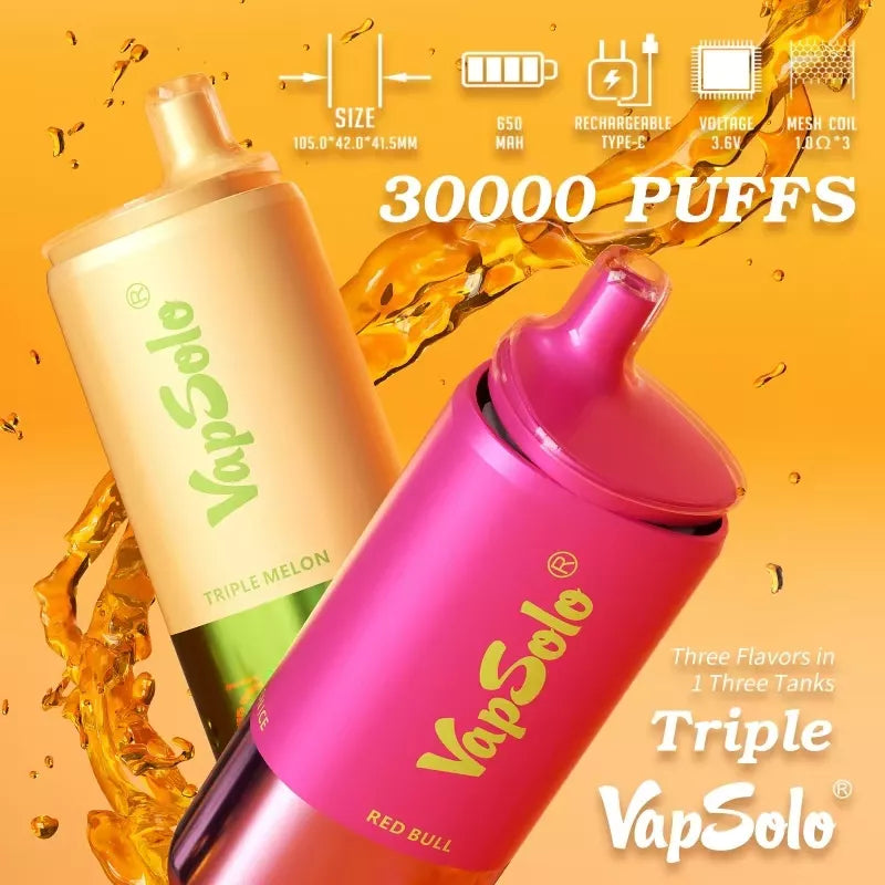 Vapsolo Triple 30k 30000 Puffs Disposable Vape 15 Flavors Good Price
