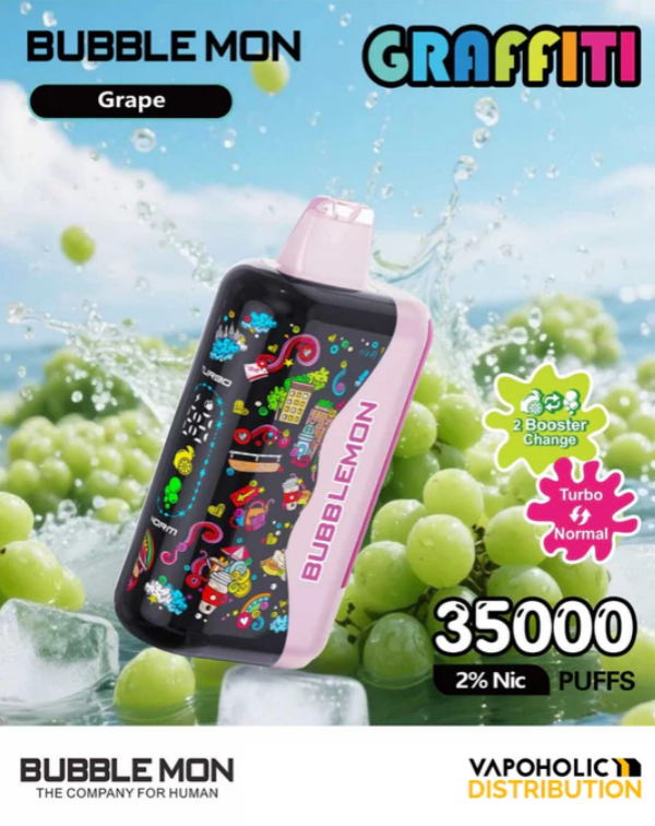 BUBBLEMON GRAFFITI 35000 PUFFS 2% Nicotine 28ML 🍓🍈12 FRUIT FLAVOR  🥝🍉