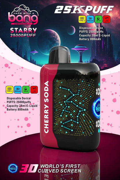 Bang Starry  25000 Puffs 25K Smart Full Screen Turn Ice Wholesale Disposable Vape Puff  Prefilled Pod