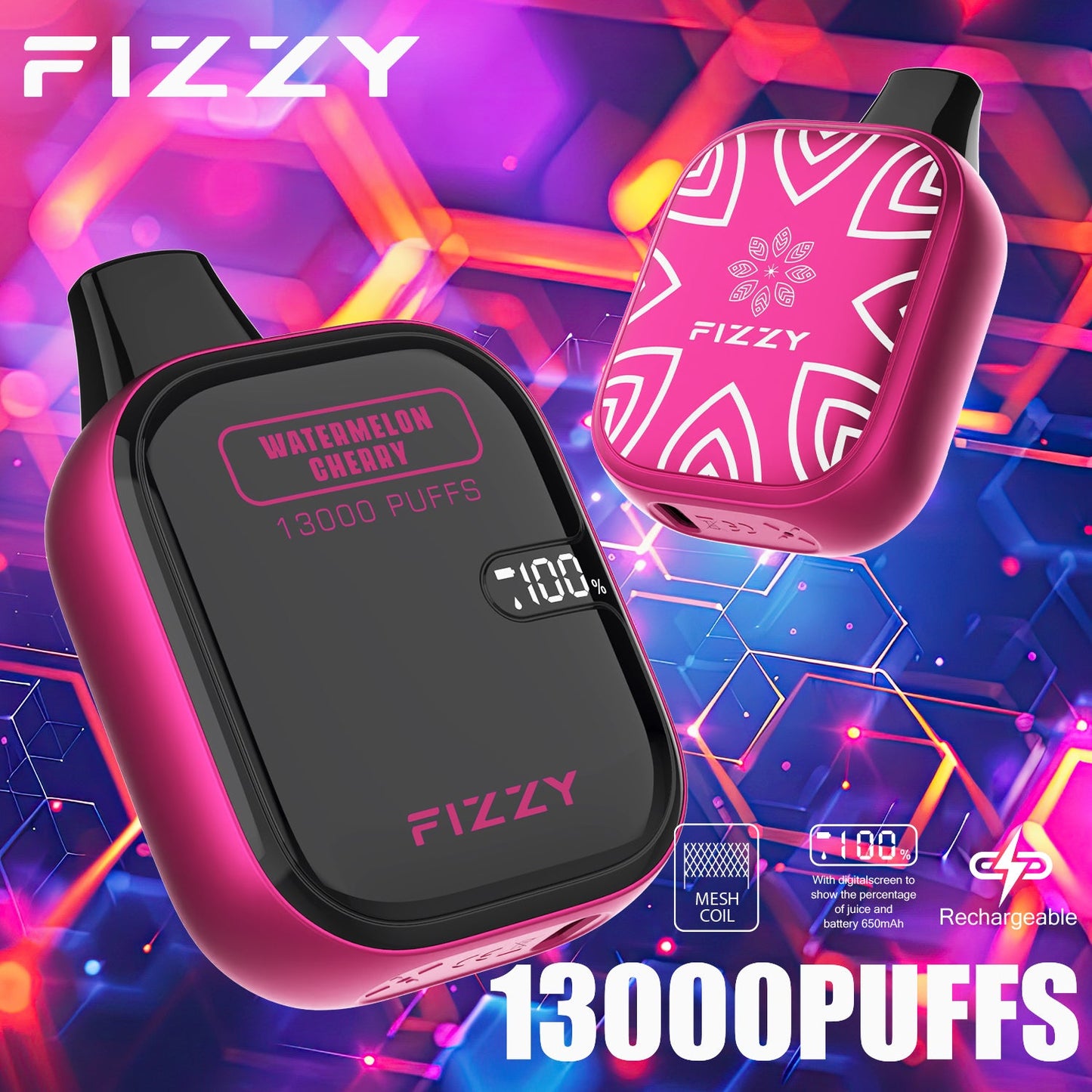 FIZZY BOOM 13000 Puffs Disposable Vape Wholesale-650mAh Battery,21ml E-liquid,Multiple Nicotine 12 Flavors