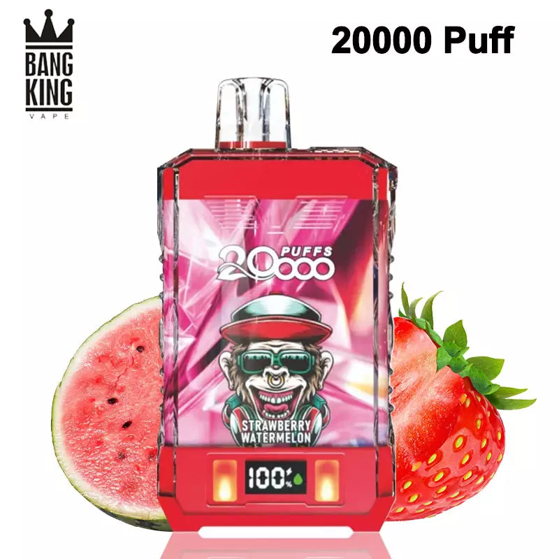 Bang King Vape 20000 Puffs 20k Digital Electronic Cigarette 0% 2% 5%-650mAh Battery, 25ml E-liquid, Multiple Nicotine 12 Flavors