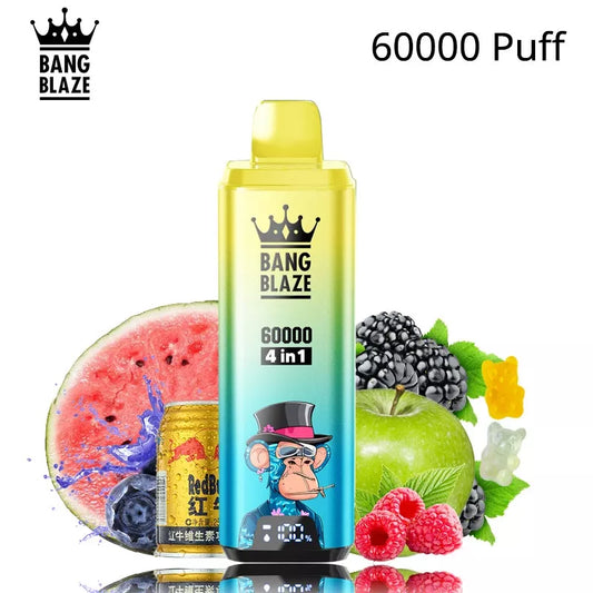 Bang Blaze 60k Puffs 4 in 1 Vape 60000 Puff -650mAh Battery, 54ml E-liquid, Multiple Nicotine 12 Flavors