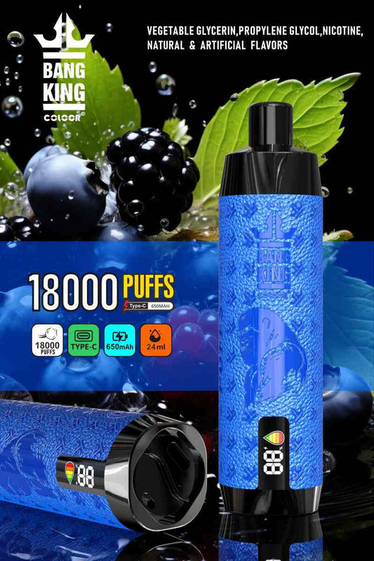 Bang King E Shisha 24ml E Liquid Disposable Pod 18000 Puffs Smart Screen Vaping Experience E Vapes